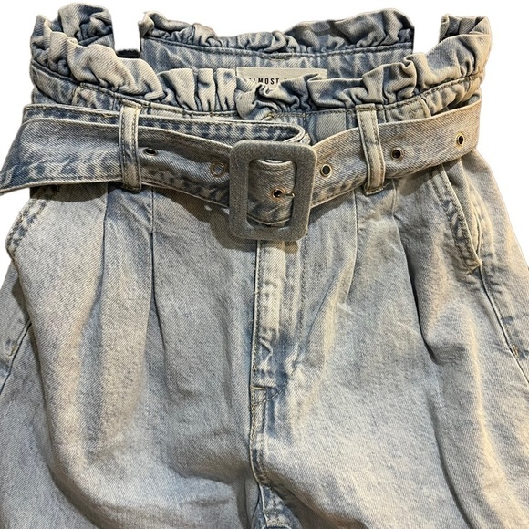 Almost Famous Jeans Paperbag Boho Wide‎ Leg Light Denim Juniors 1 - Picture 3 of 6